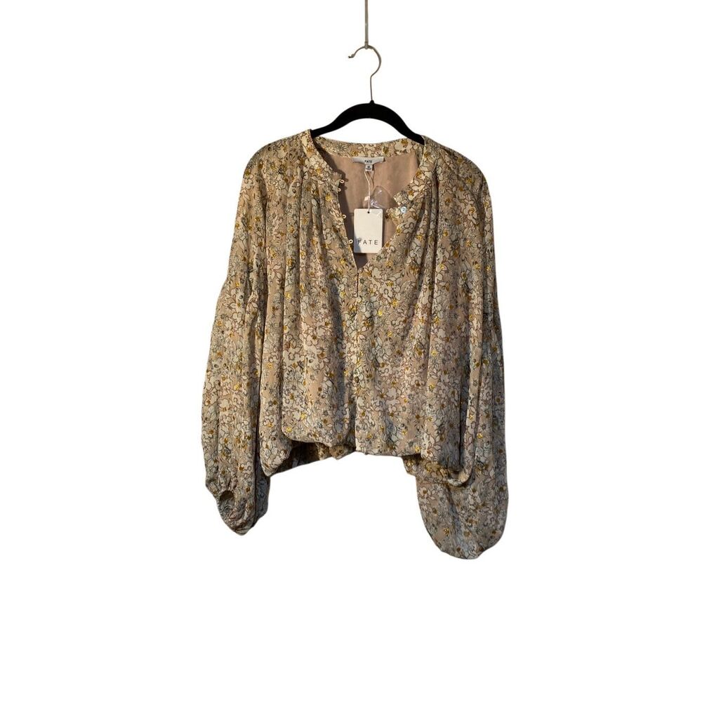 NWT fate multi colored, feminine puffy sleeve lightweight BoHo top M